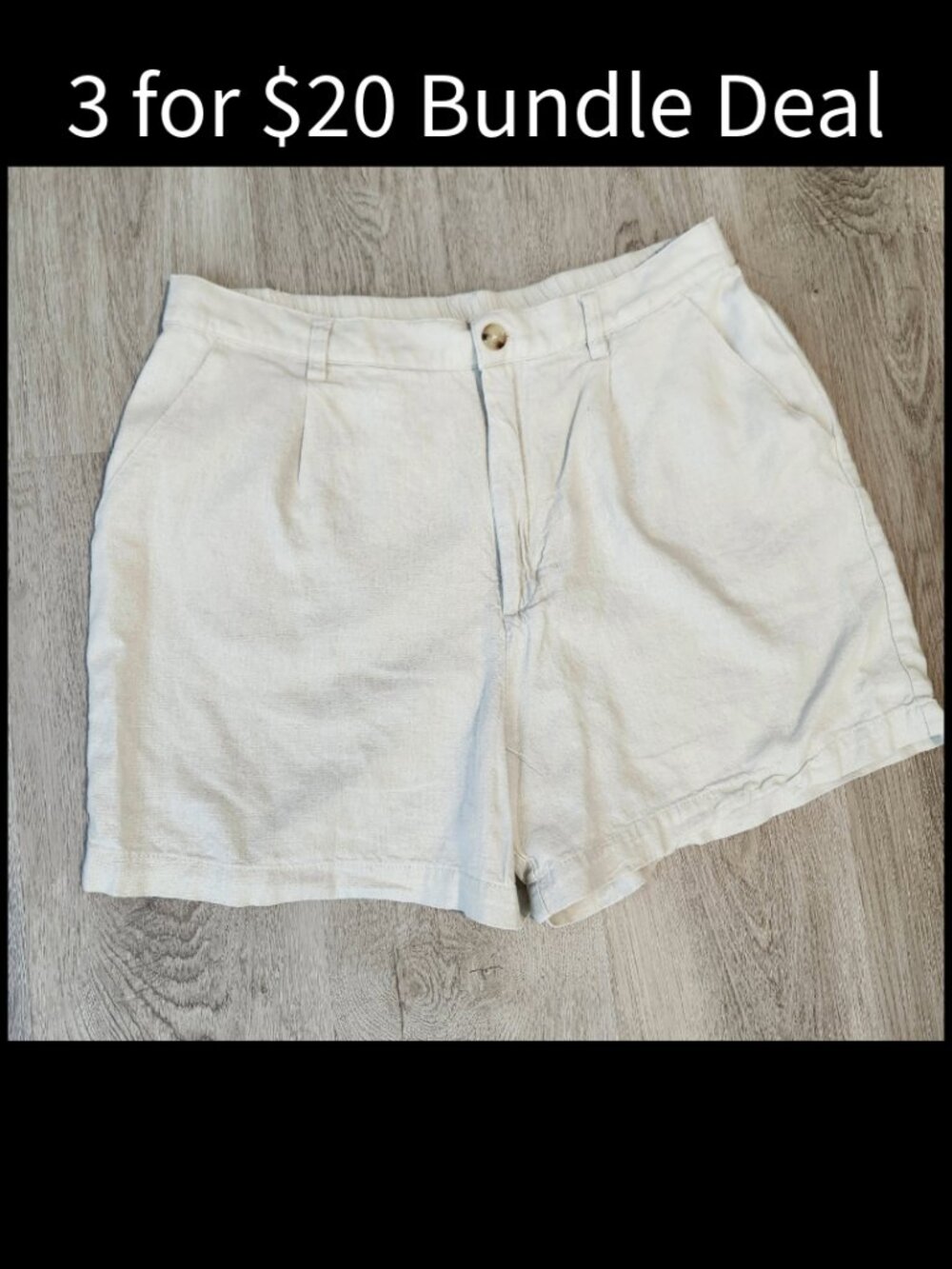 Time & Tru Linen‑Blend Chino Shorts – Size Large Beige